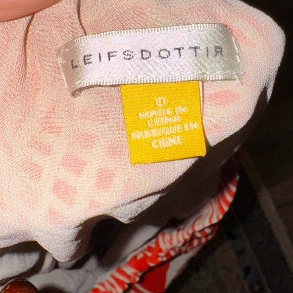 Leifsdottir Anthropologie Orange Optic Graphic Print Pleated Strapless Dress 6 - Picture 2 of 9